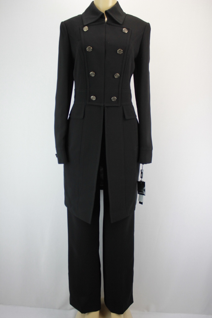 Tahari women suit set "Ricki" pant long jacket set black size 8 eBay
